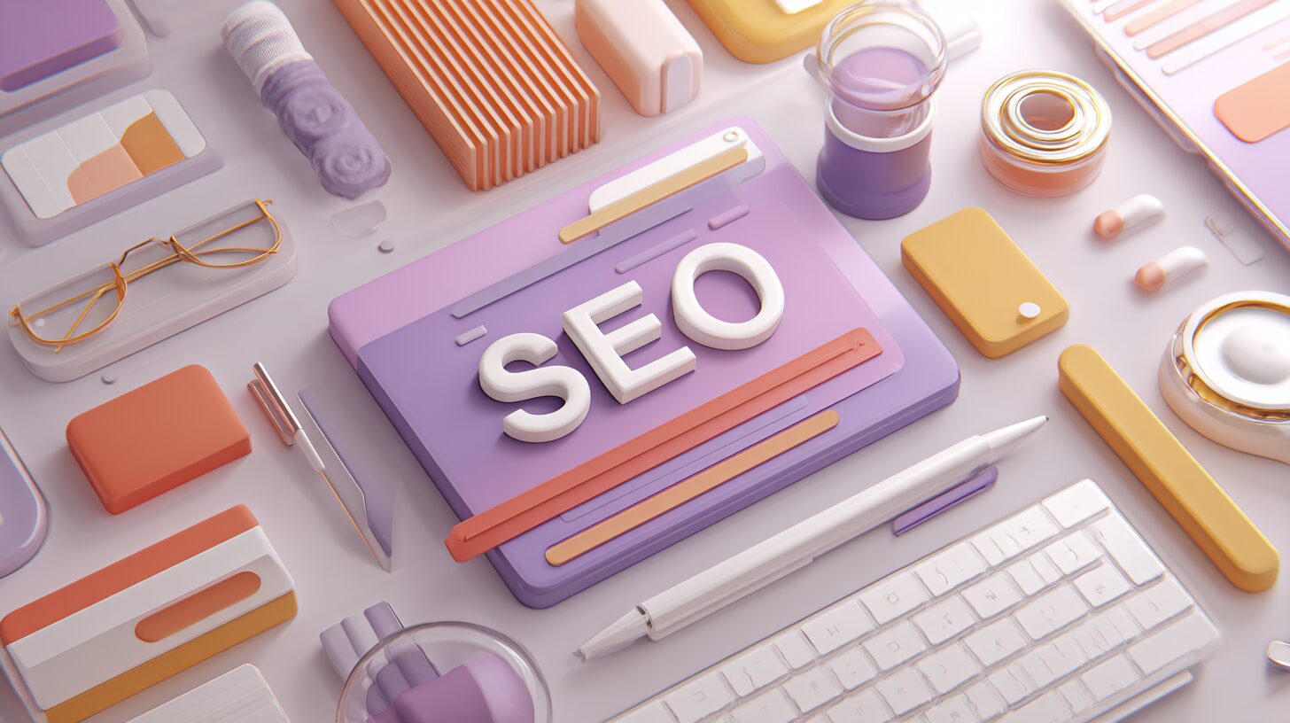 SEOの文字がデザインされたカラフルな学習イメージ